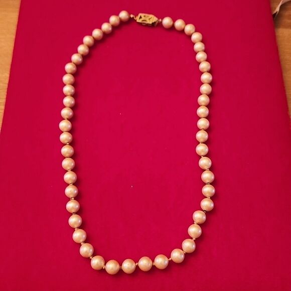 Vintage Monet Gold and White Goldish Pearl String Necklace - Picture 1 of 4